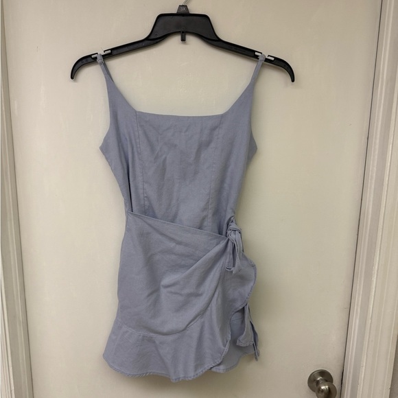 Princess Polly Light Blue Wrap Mini Dress Size 8 - Picture 3 of 5